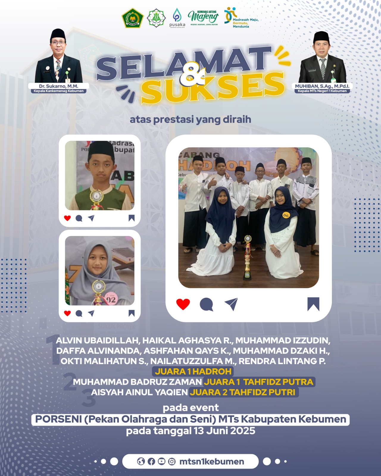 JUARA 1 LOMBA TAHFIDZ PORSENI